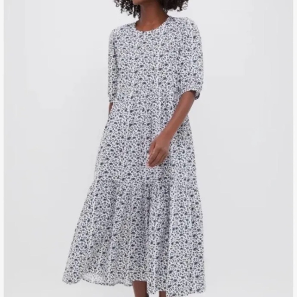 NWT Sz Blockprint Exclusive Navy Ditsy Print Gaia Dress Size S